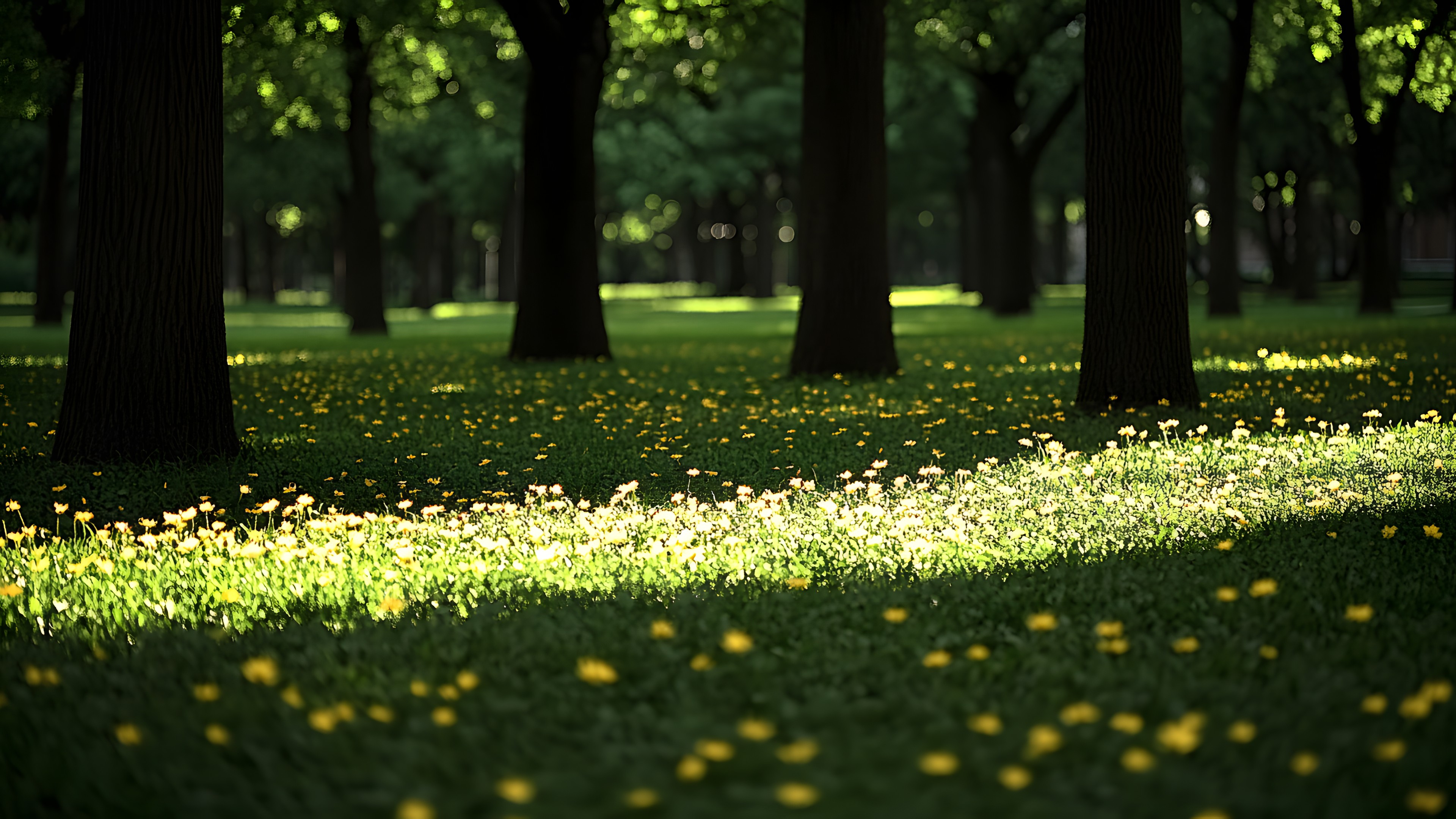 Green, Yellow, Petal, Spring, Groundcover, Lawn, Meadow, Garden, Herbaceous plant, Wildflower, Park