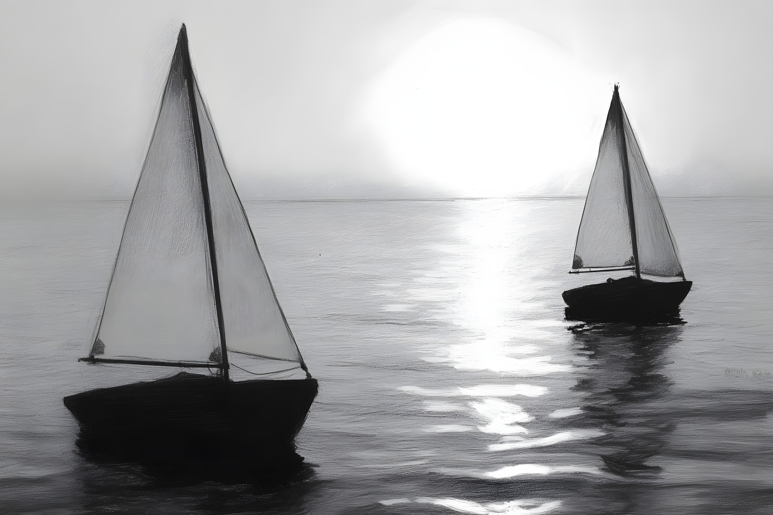 Boat, Watercraft, Sail, Sailboat, Monochrome photography, Mast, Liquid, Sailing, Sea, Ocean, Boats and boating--Equipment and supplies, Sailing, Monochrome, Black and white, Ship, Grey, Naval architecture, Wind, Windsport, Sloop