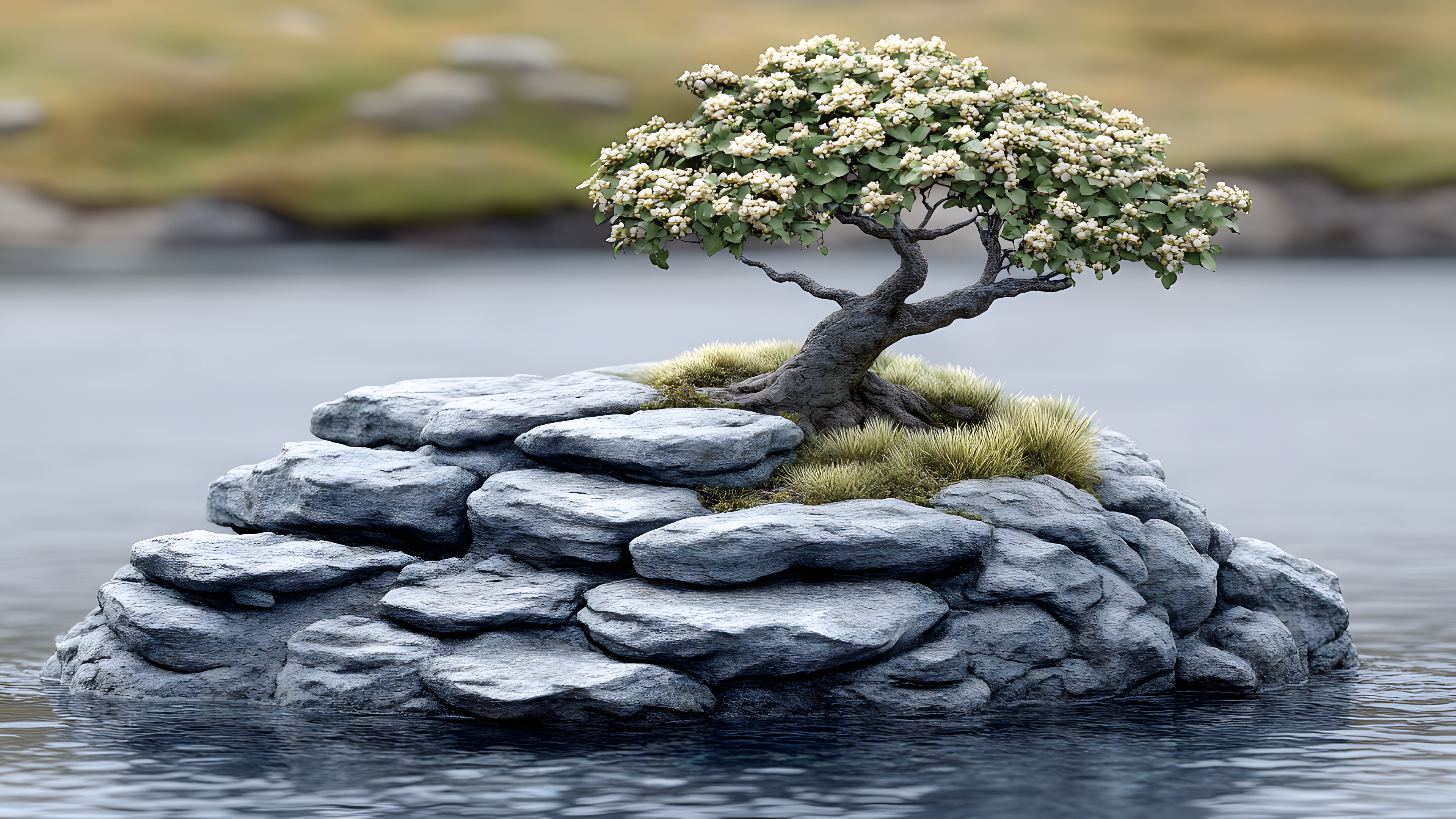 Rock, Bonsai, Bedrock, Moss, Conifers