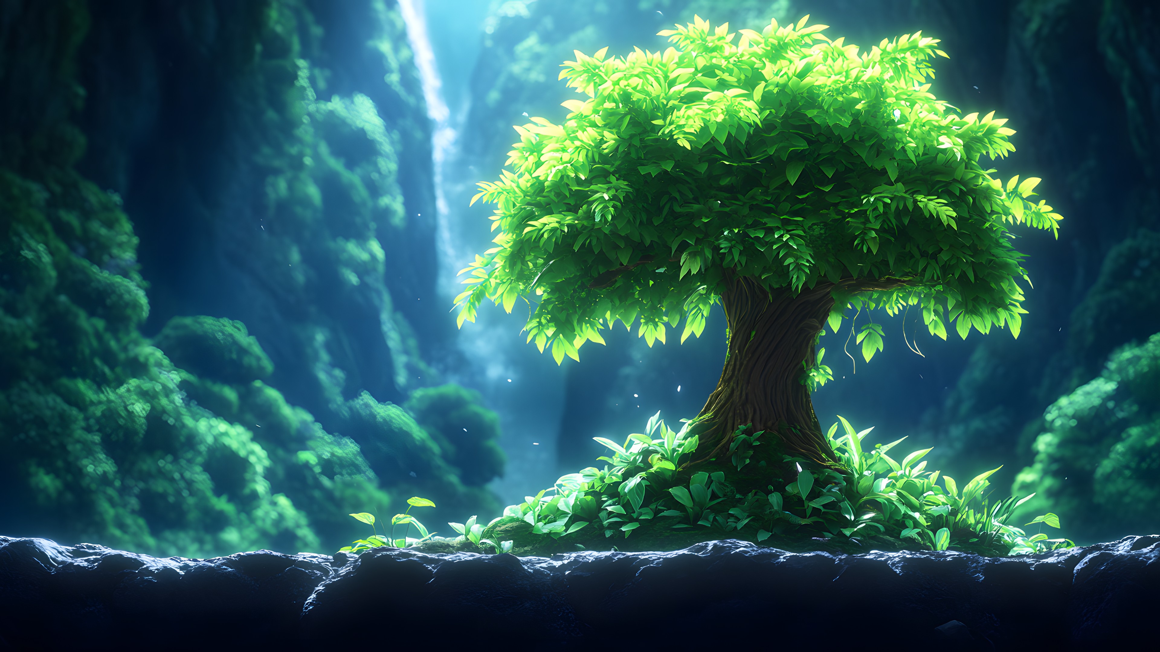 Forest, Jungle, Animation, Graphics, Old-growth forest, CG artwork, Night