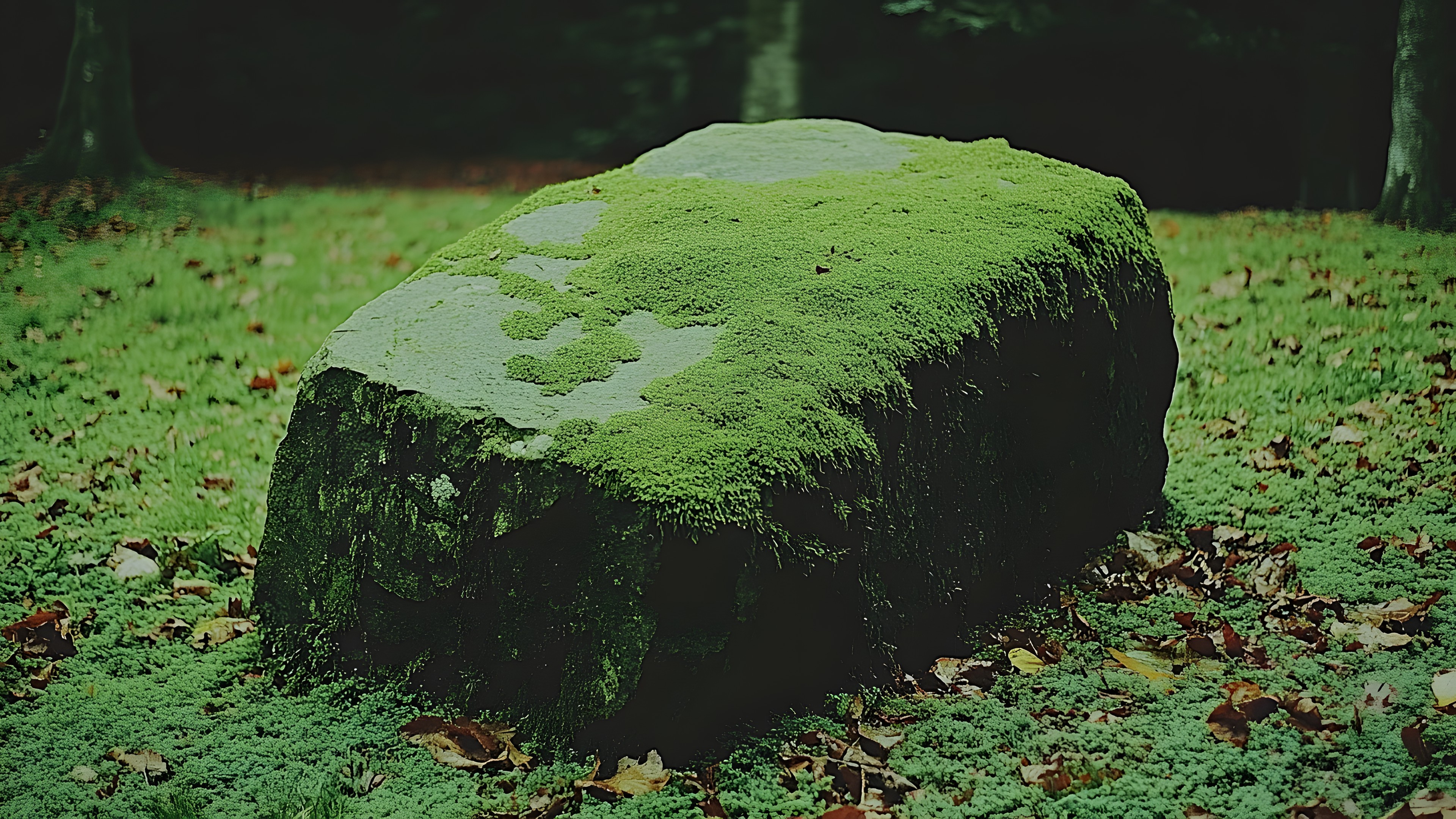 Green, Grass, Rock, Plant community, Groundcover, Algae, Trunk, Boulder, Bryophyte, Moss, Green algae, Old-growth forest, Liverworts