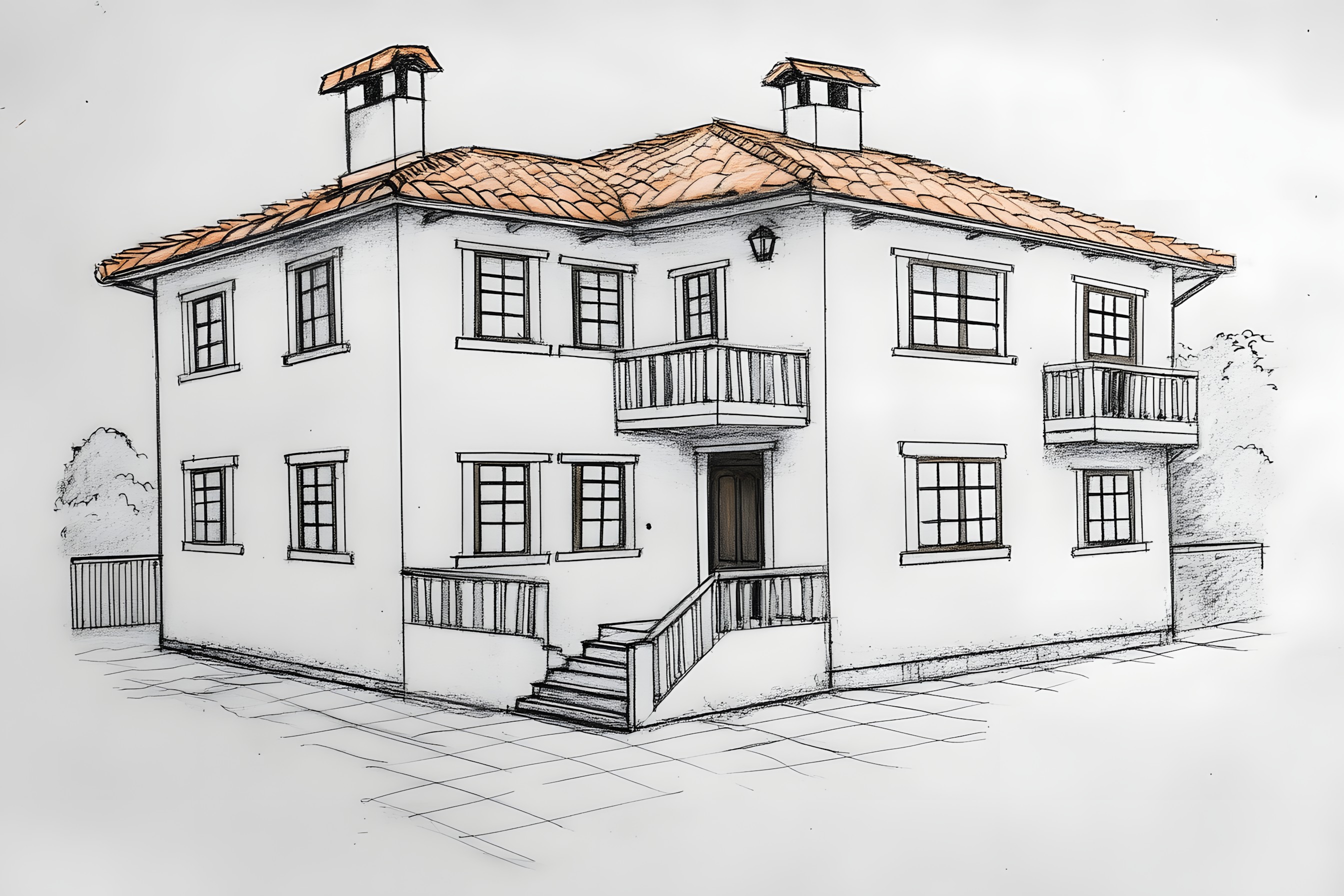 House, Drawing, Design, Sketch, Line art