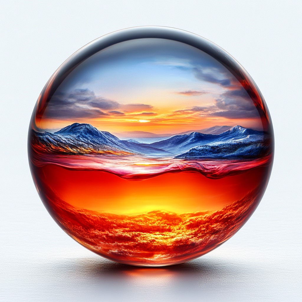 Red, Orange, Reflection, Sphere, Paperweight, Ball