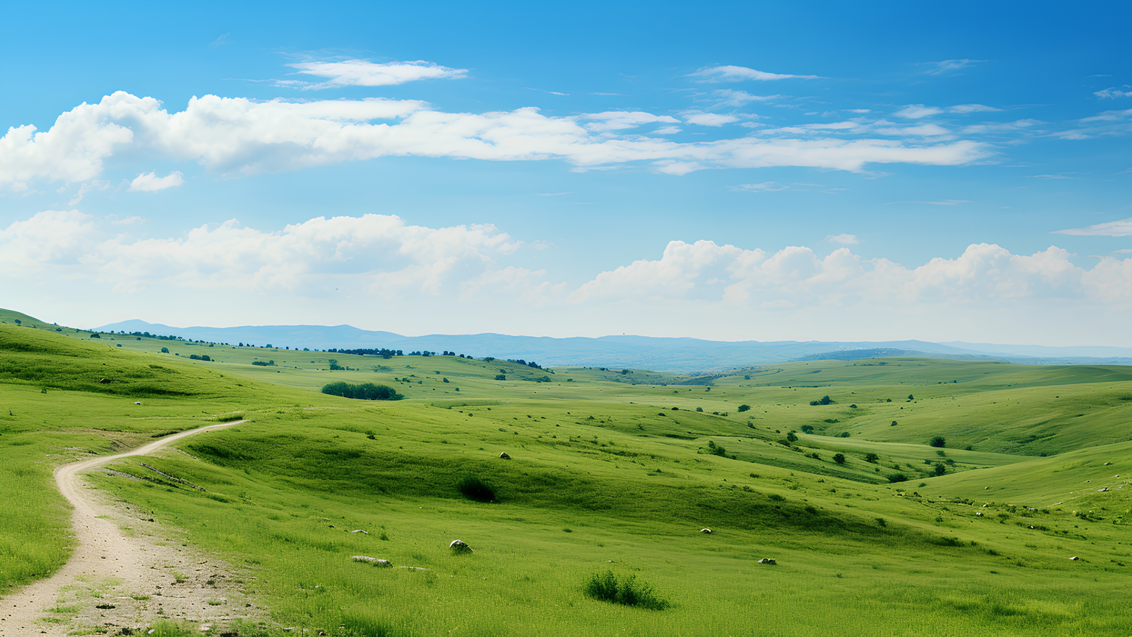 Cloud, Sky, Natural landscape, Plant, Tree, Vegetation, Land lot, Grass, Cumulus, Grassland, Plain, Horizon, Landscape, Meadow, Prairie, Plateau, Field, Hill, Road, Fell