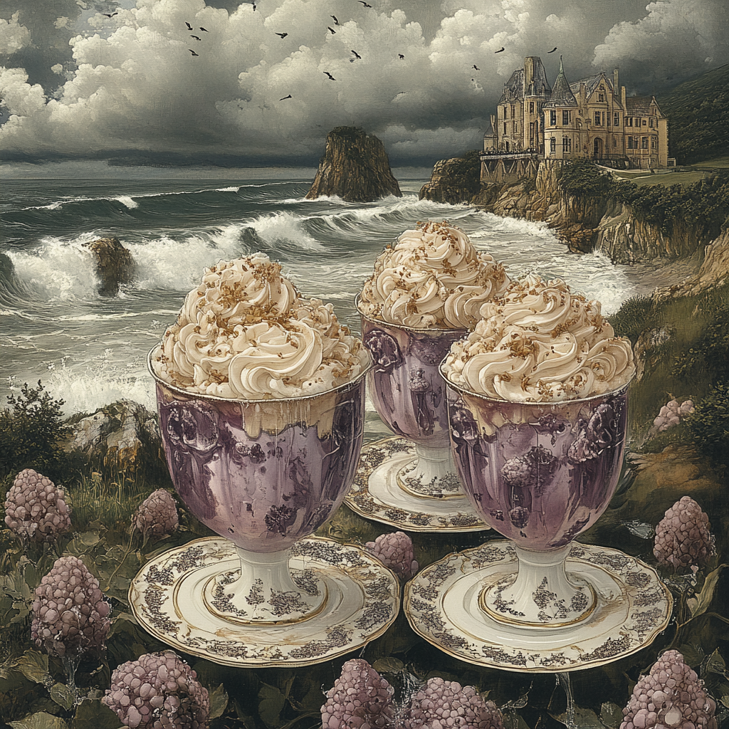 Serveware, Dessert, Food, Cream, Dishware, Porcelain, Icing, Frozen dessert, Dairy product, Ice cream, Cake, Still life