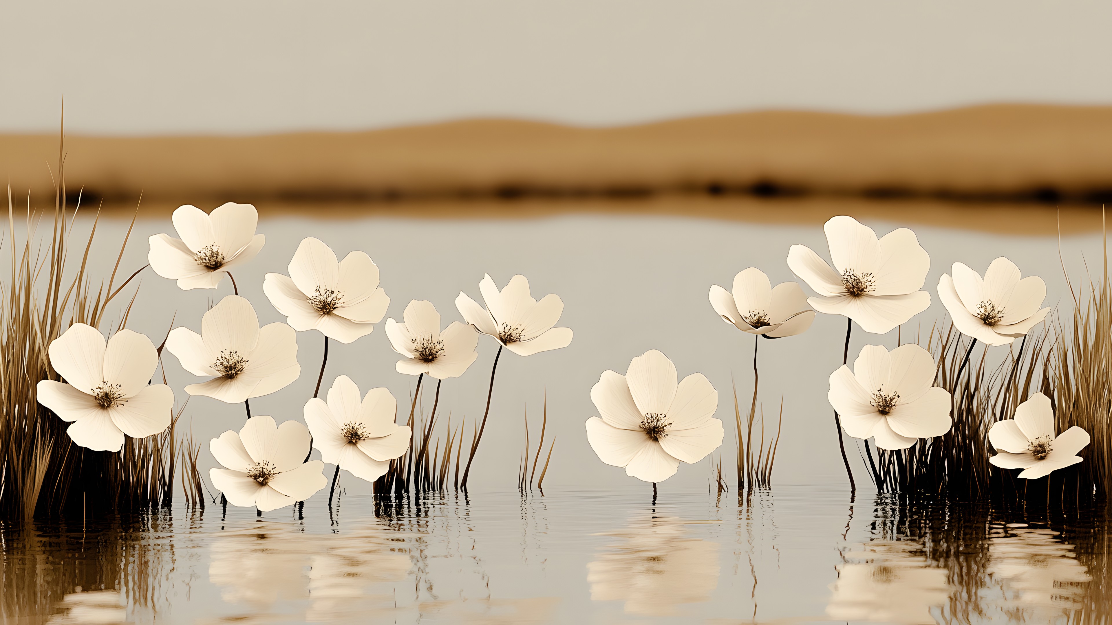 Flower, Petal, Flowering plant, Reflection, Wildflower, Plant stem, Pedicel, Wetland, Still life photography, Blossom, Poppies, Aquatic plant, Anemone