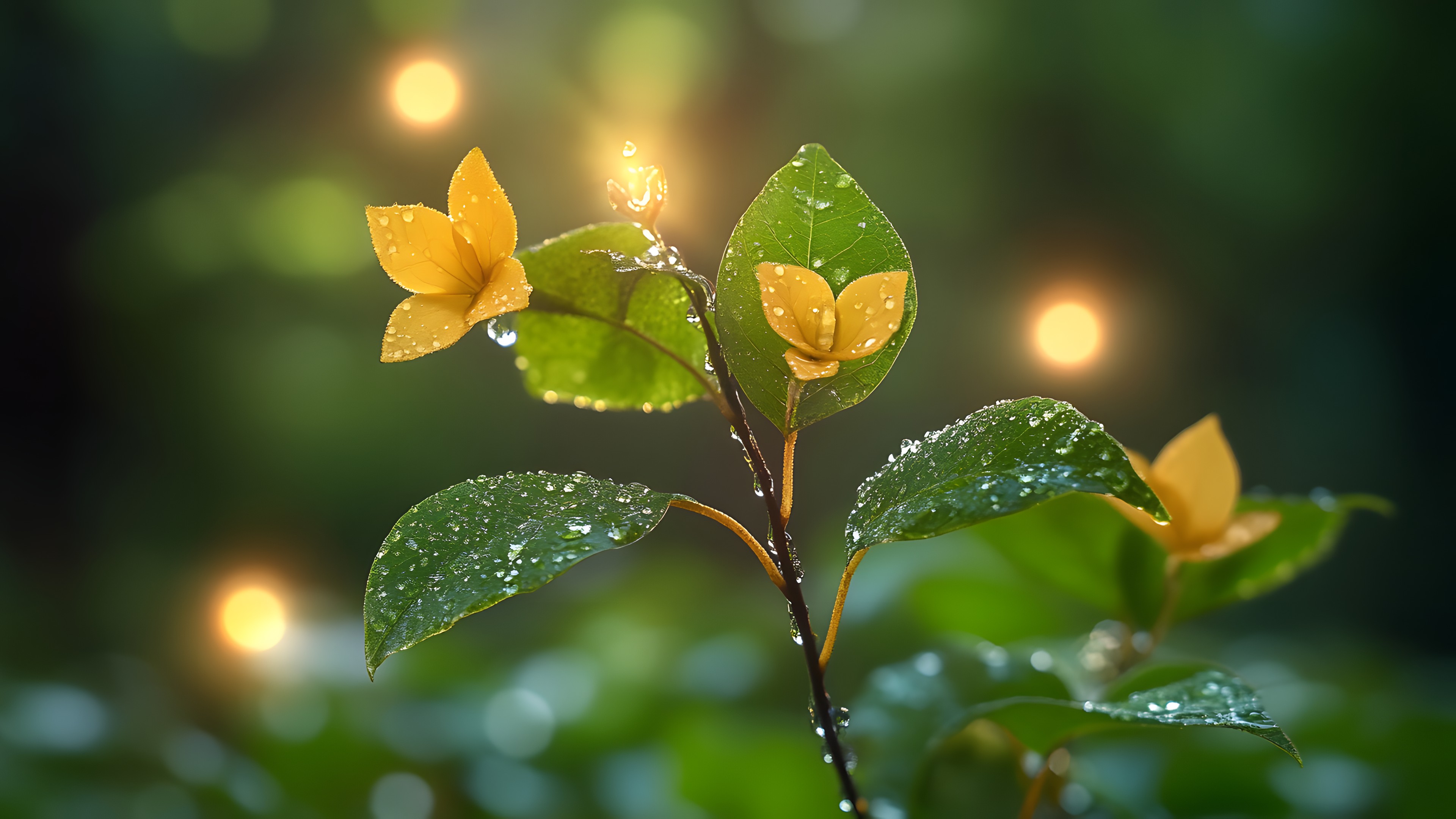 Moisture, Green, Yellow, Dew, Liquid, Drop, Macro photography, Close-up, Precipitation, Backlighting