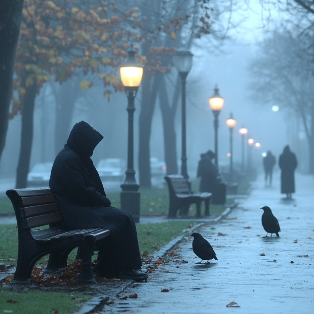 Winter, Outdoor Bench, atmospheric phenomenon, Bench, Morning, Freezing, Mist, Fog, Snow, Evening, Haze, Precipitation, Outdoor furniture, Walking, Shadow, Backlighting