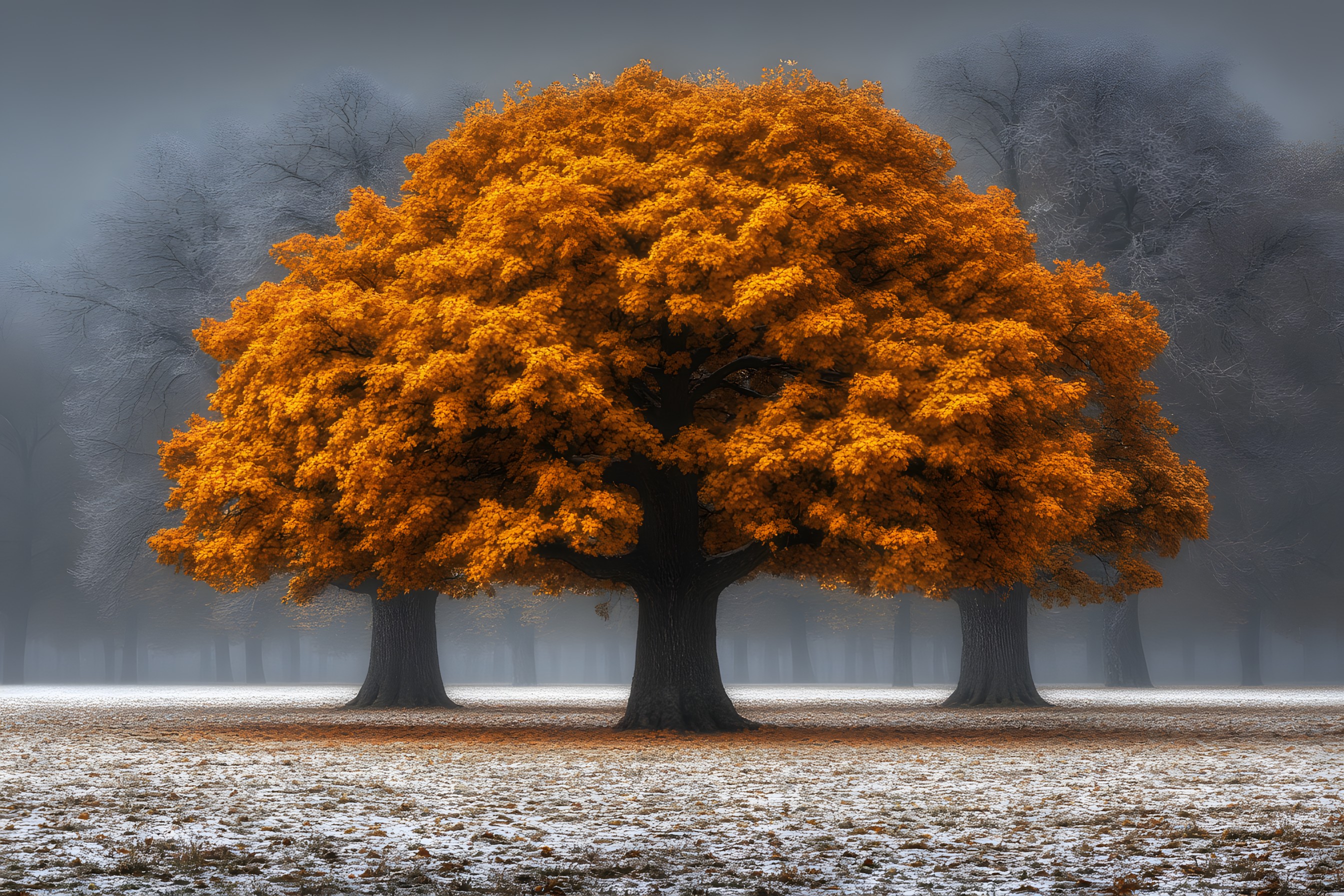 Leaf, Nature, Branch, Yellow, Orange, atmospheric phenomenon, Brown, Landscape, Trunk, Twig, Woody plant, Autumn, Grove, Savanna, Temperate broadleaf and mixed forest