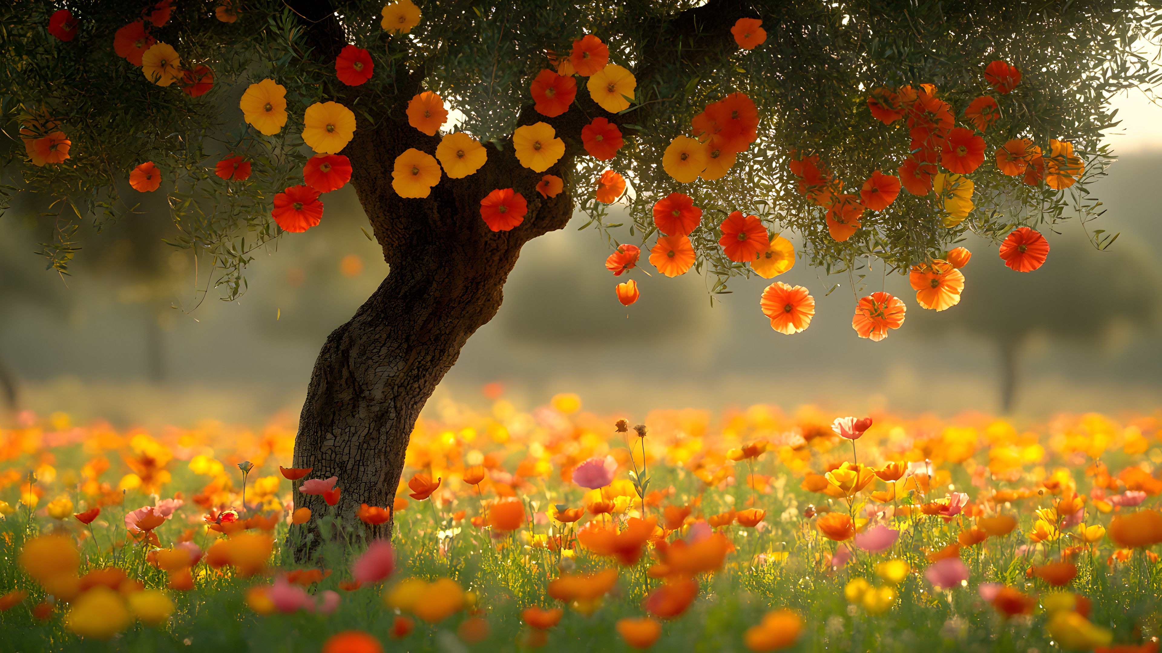 Yellow, Orange, Flower, Petal, Flowering plant, Autumn, Wildflower, Plantation, Fruit tree, Poppies, Citrus