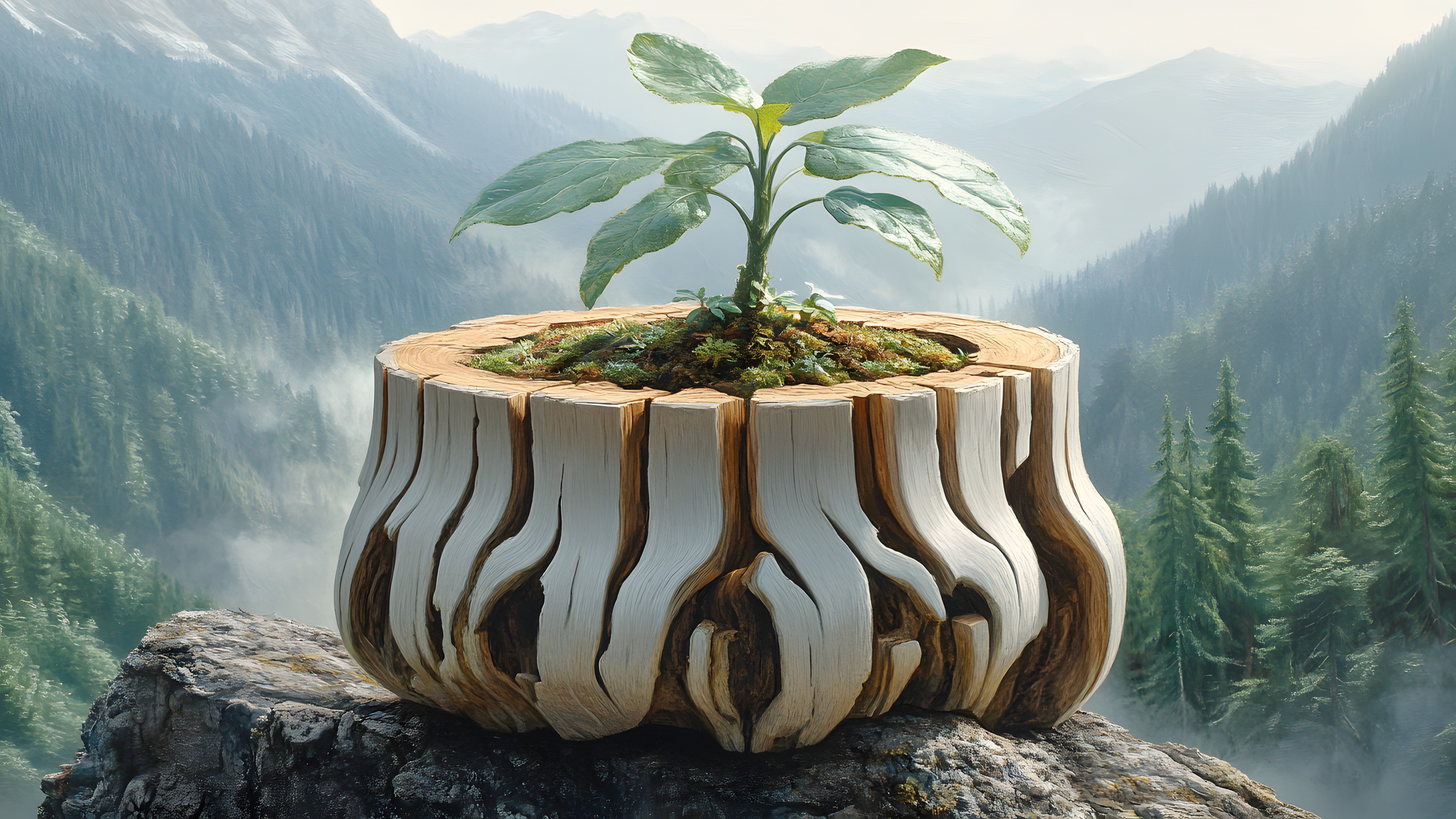 Tree stump, Natural material, Environmental art
