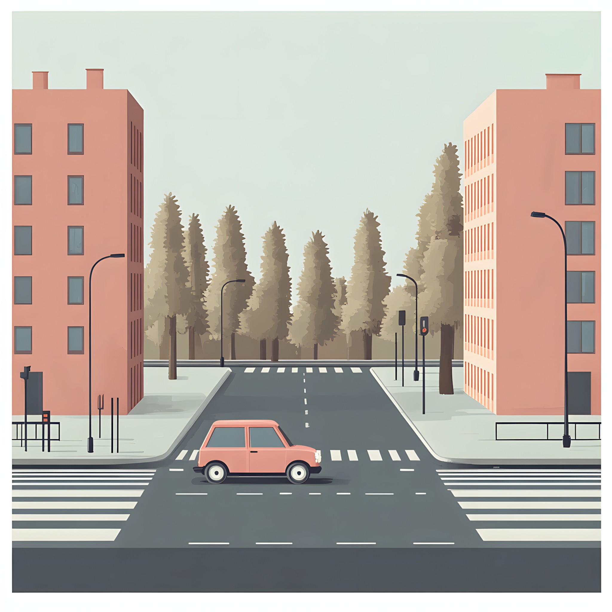 Apartment, High-rise building, Pedestrian crossing, Zebra crossing, Condominium, Intersection, Sidewalk