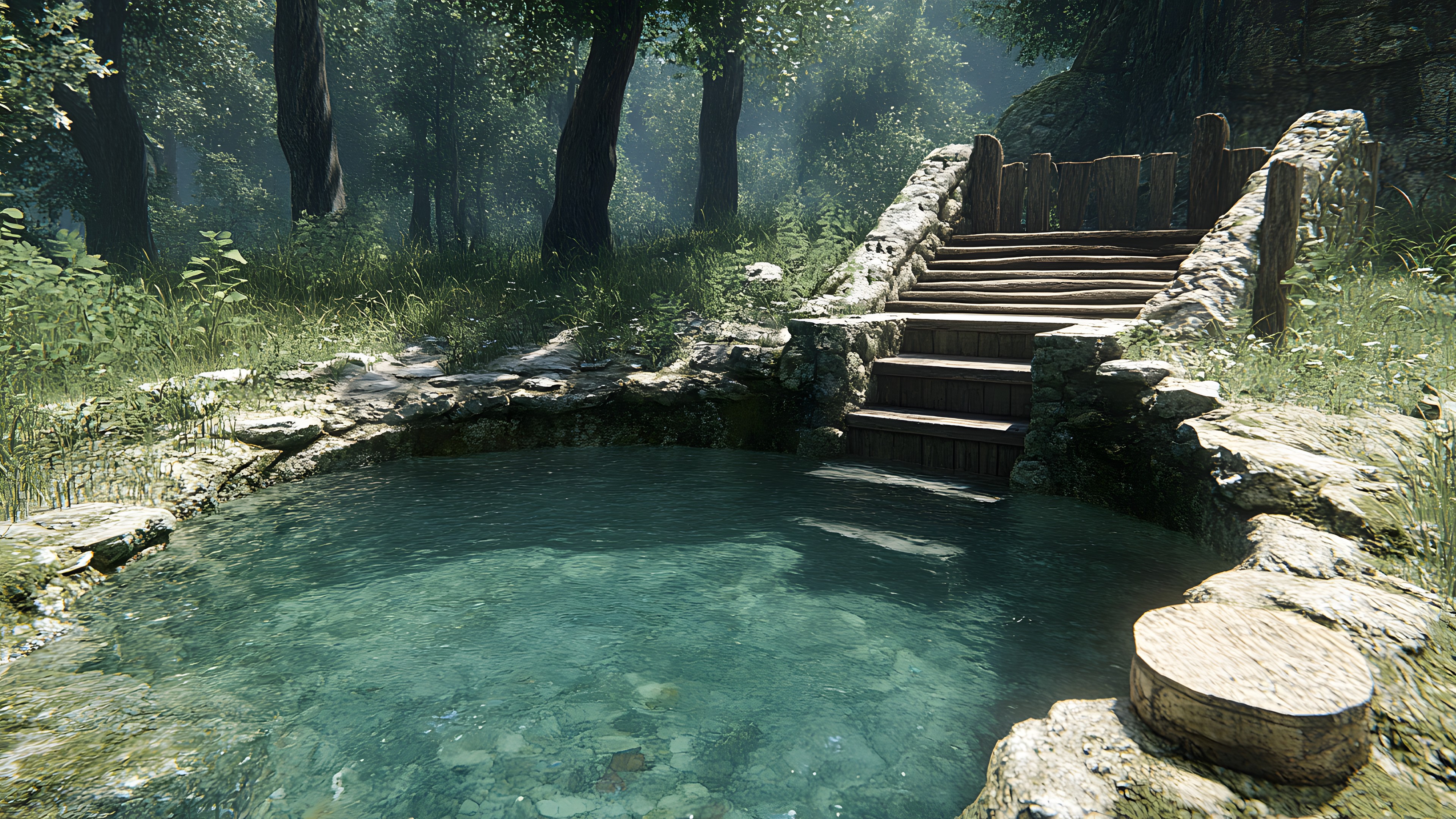 Rock, Watercourse, Water feature, Stream, Spring, Pond, Mineral spring, Old-growth forest, Ruins