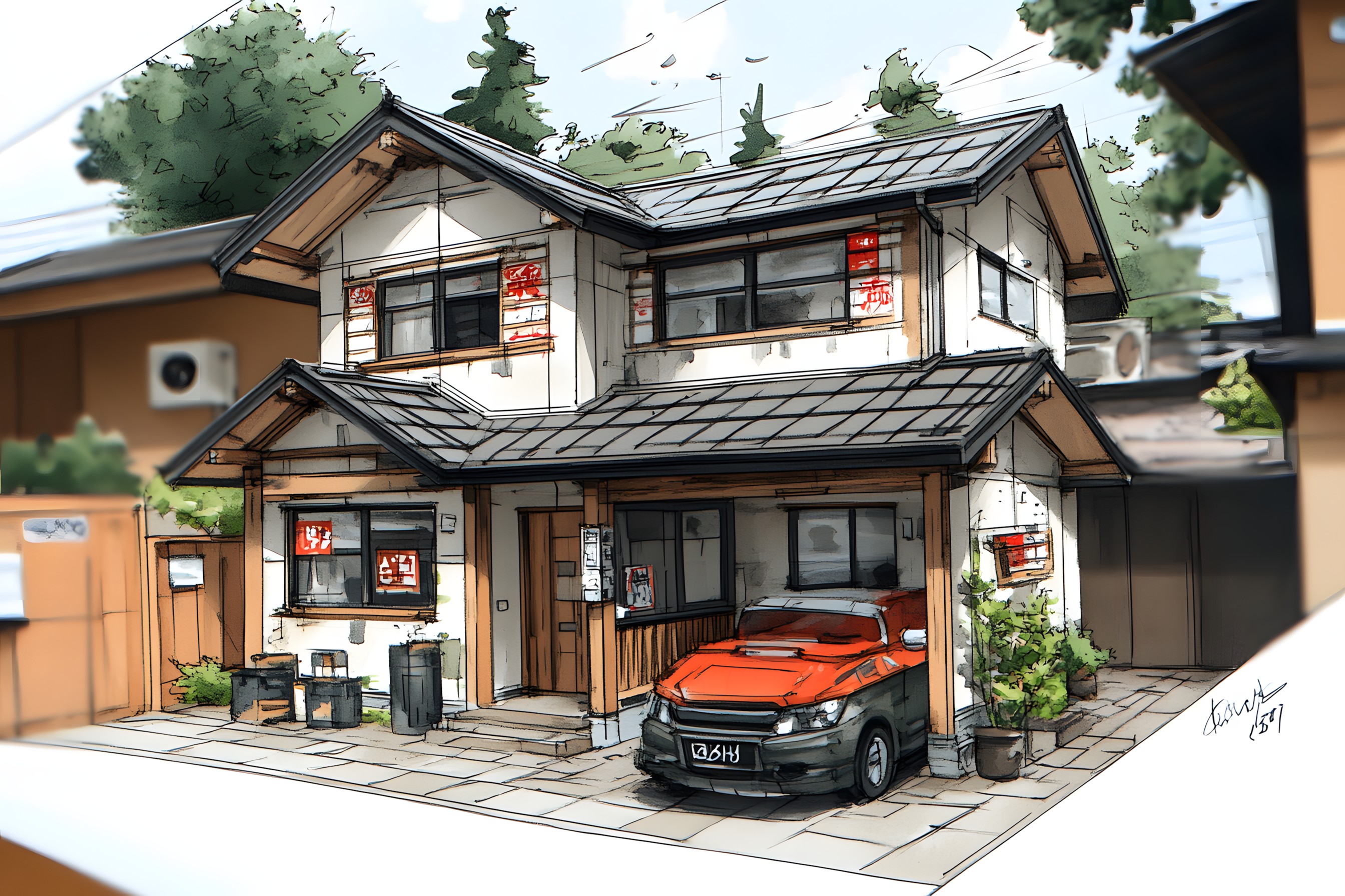 Roof, Home, Cottage, Siding, Design, Garage, Animation, Plan