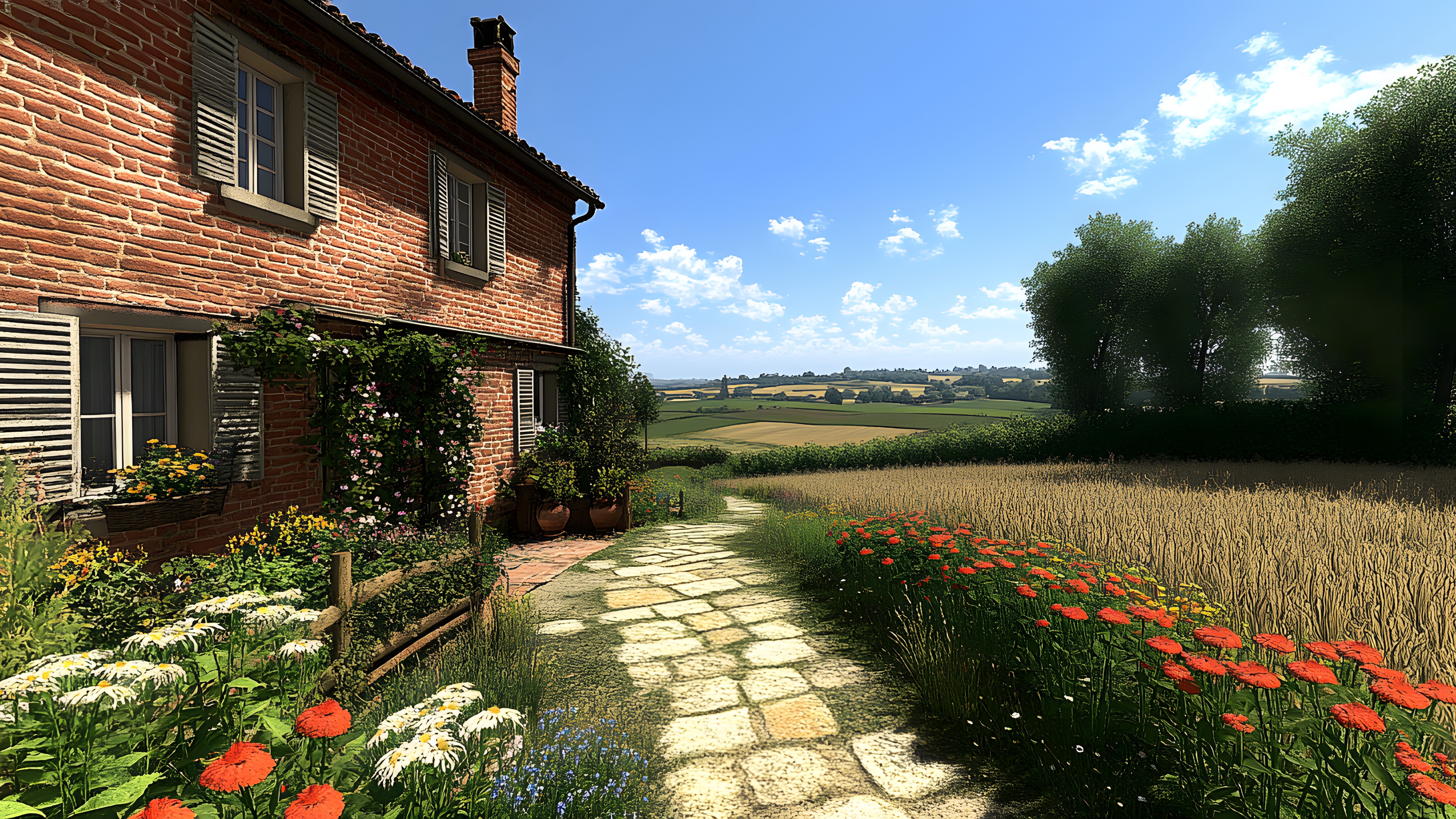 Plants, Shrub, House, Landscape, Rural area, Land lot, Garden, Cottage, Farmhouse, Landscaping, Village, Estate, Backyard, Yard, Plantation, Farm, Historic house, Villa, Geraniums