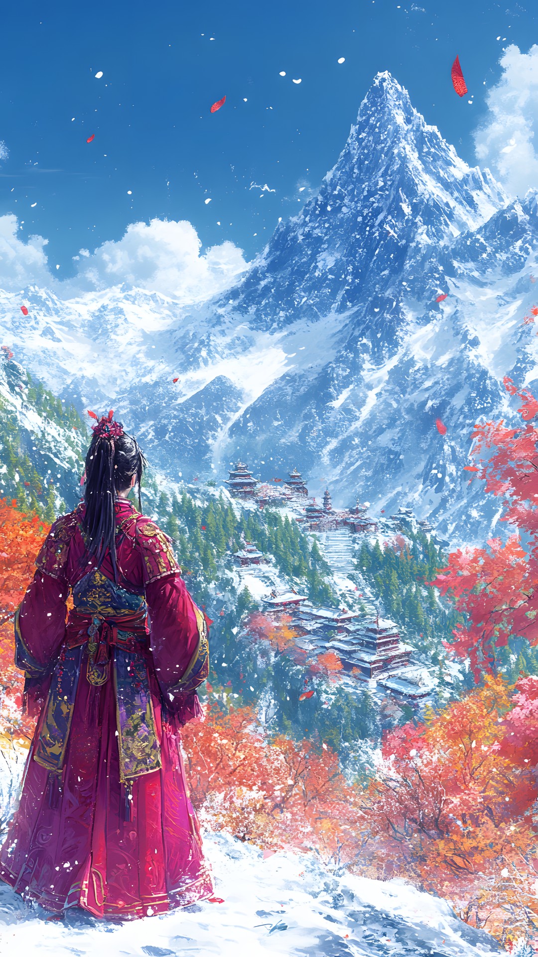 Winter, CG artwork, Fictional character, Costume, Animation, Snow, Watercolor painting