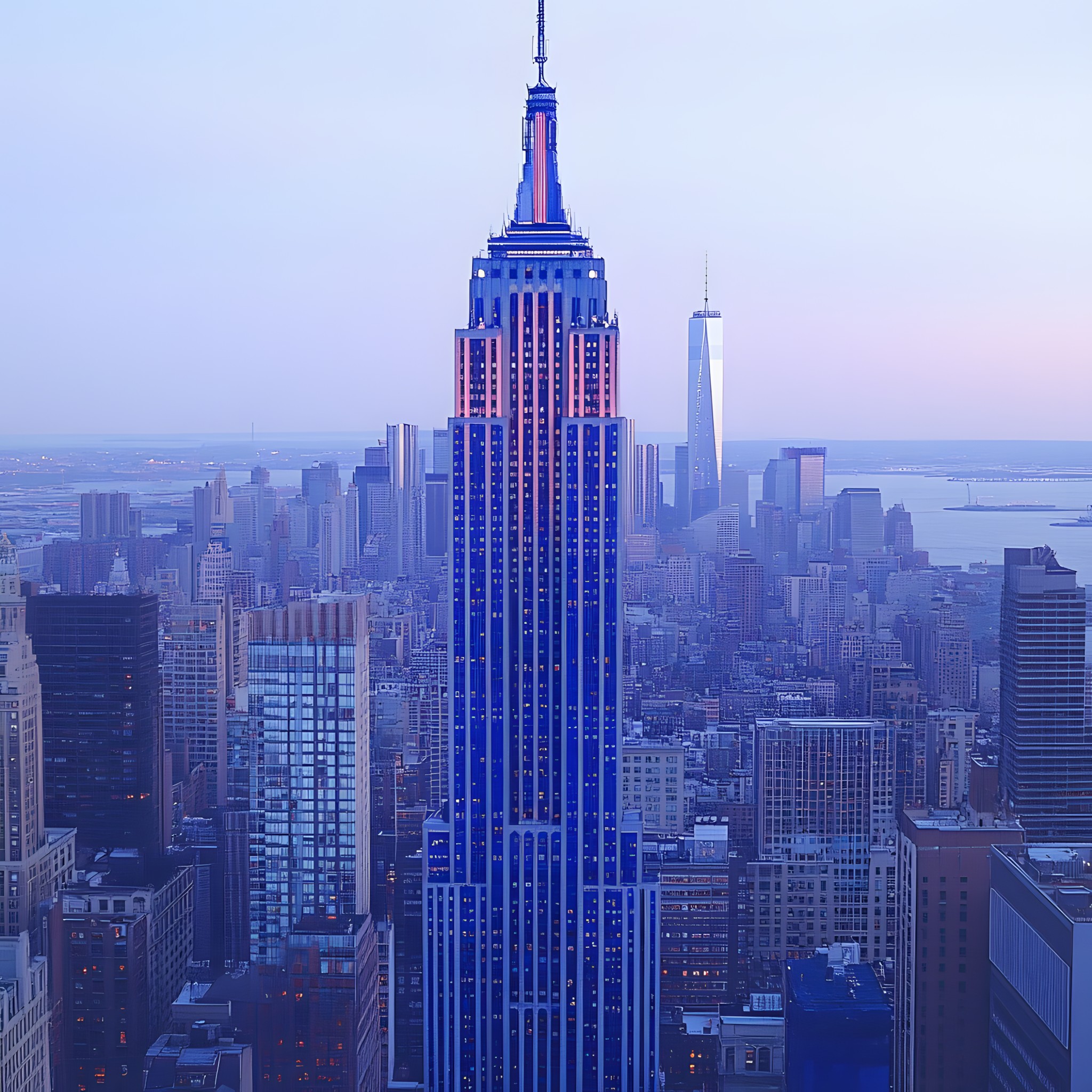 Skyscraper, Blue, Building, Daytime, Urban area, City, High-rise building, Metropolitan area, Tower, Commercial building, Metropolis, Landmark, Condominium, Spire, Cityscape, Apartment, Skyline, Headquarters, Mixed-use, Corporate headquarters