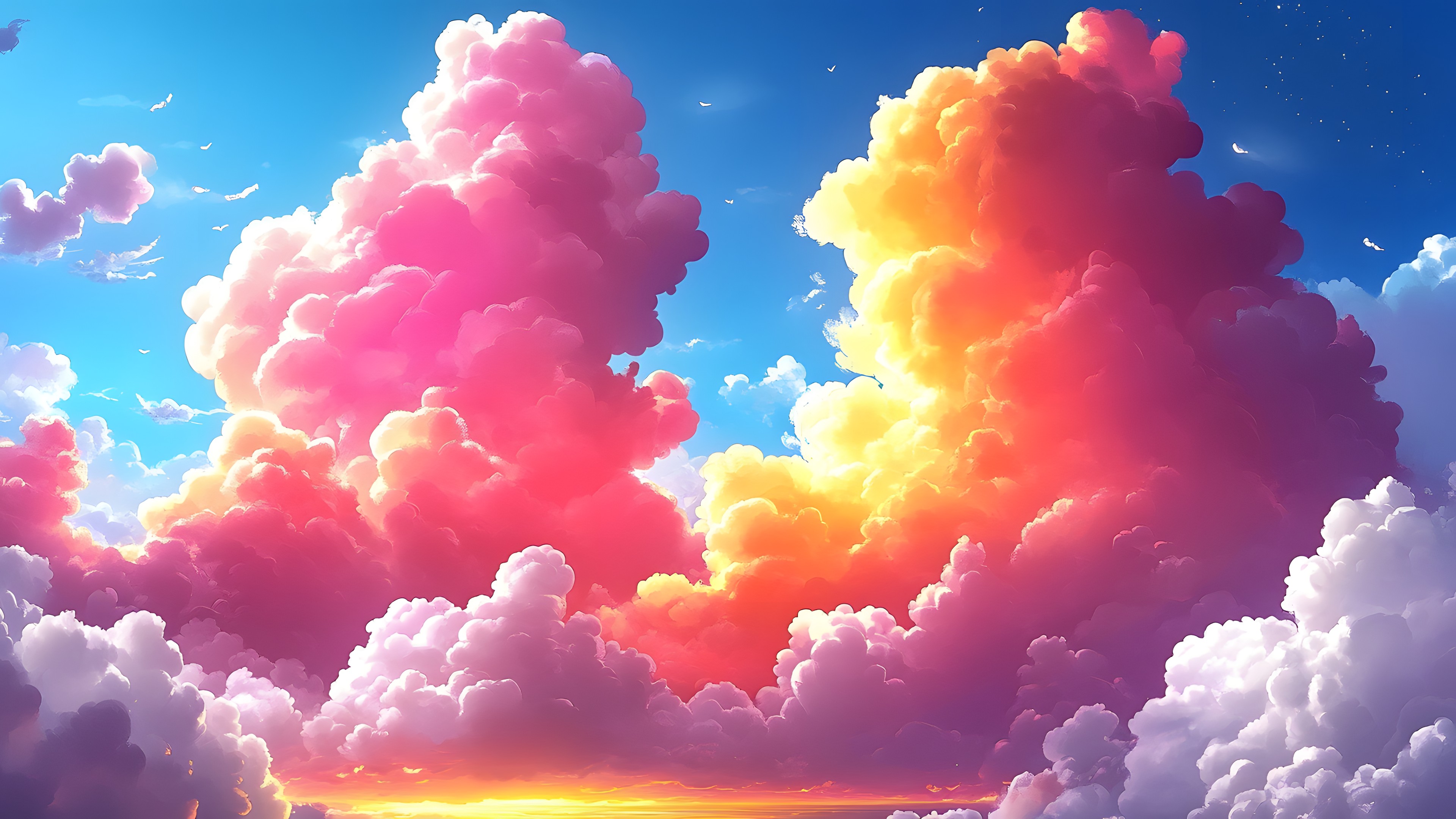 Blue, Cloud, Cumulus, Pink, Orange, Meteorological phenomenon, Graphics