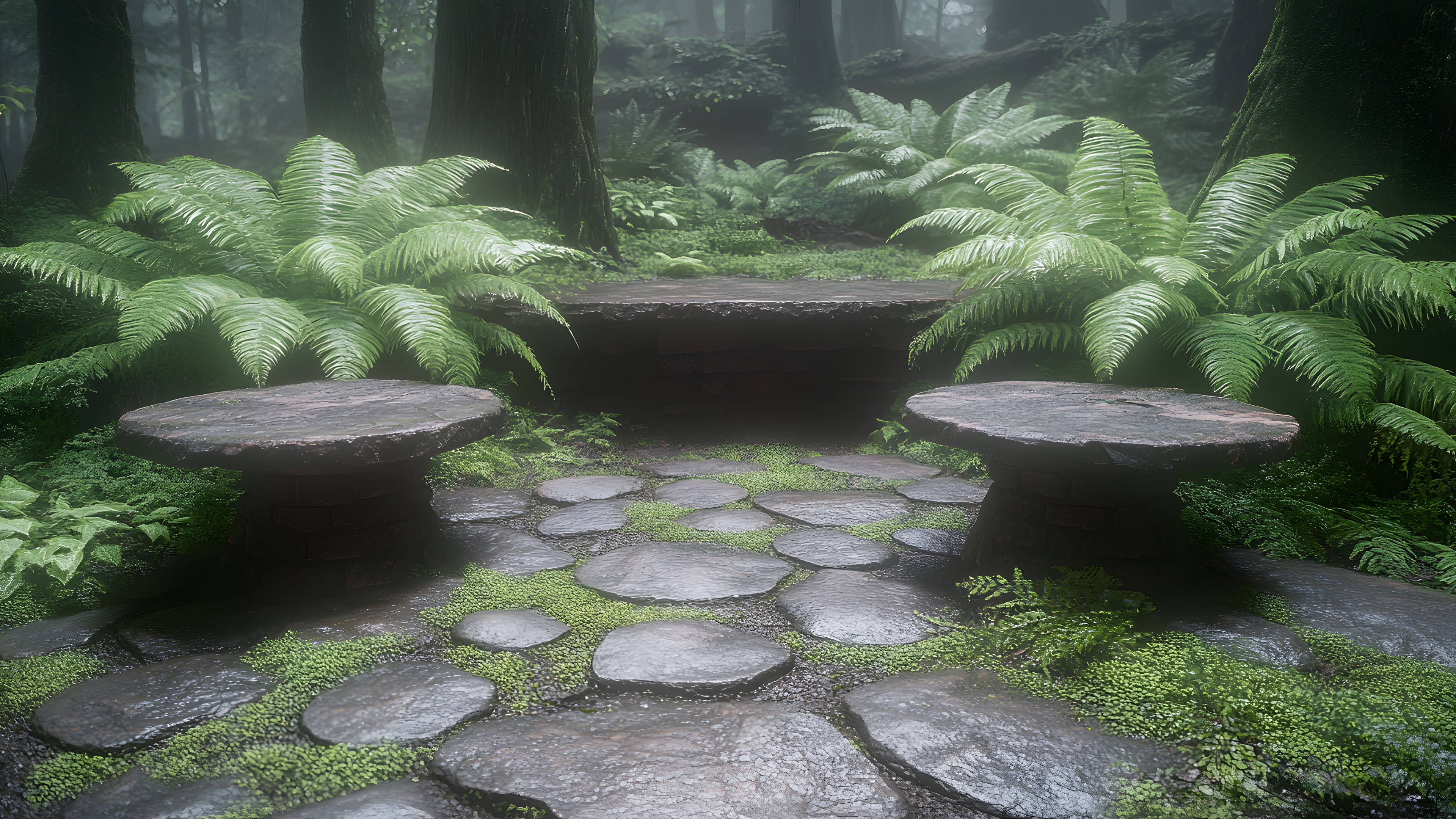Forest, Jungle, Pteridophytes, Garden, Rainforest, Old-growth forest, Ostrich Fern, Fern, Valdivian temperate rain forest, Tropical and subtropical coniferous forests, Lawn ornament, Vascular plant, Botanical garden, Temperate broadleaf and mixed forest