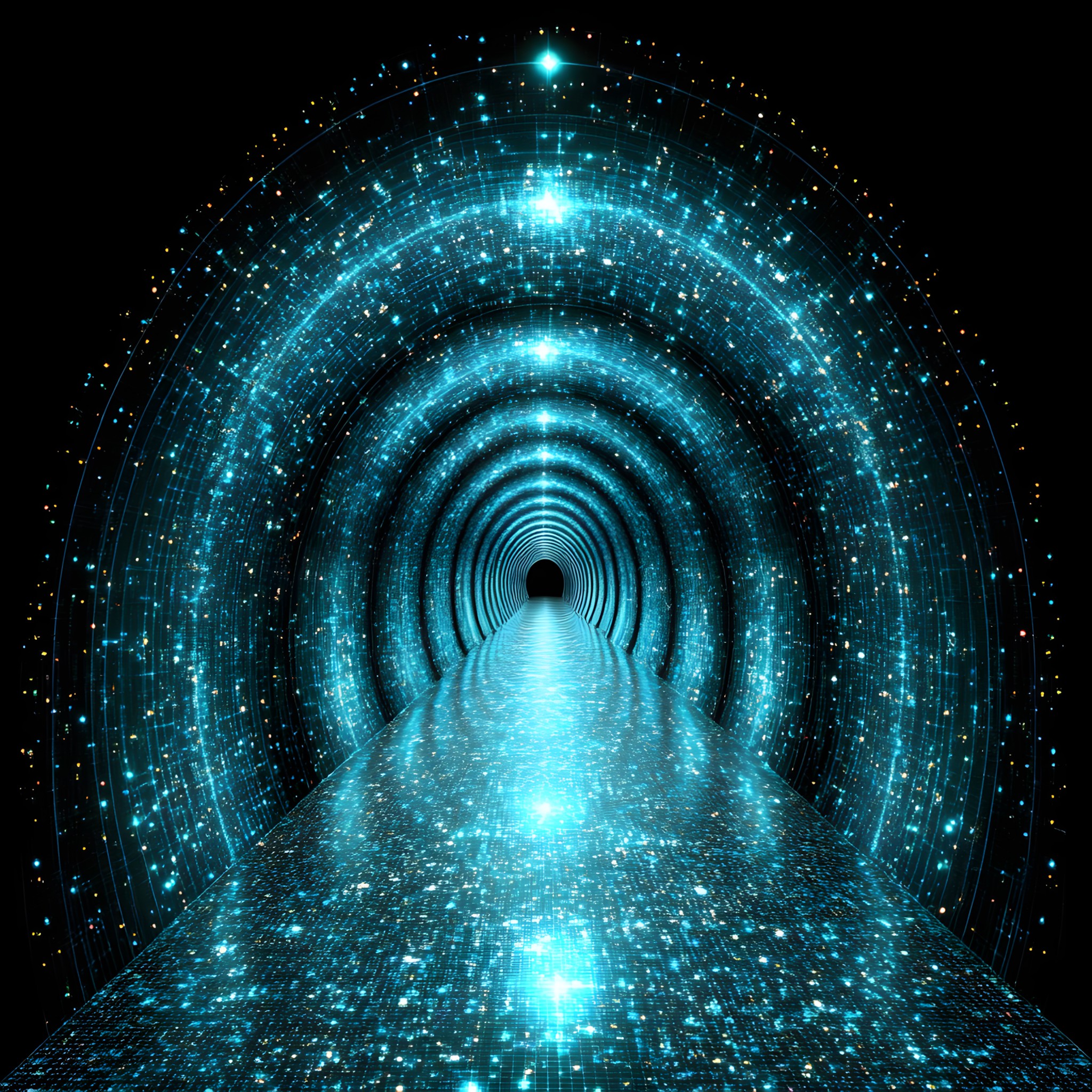 Blue, Technology, Tunnel, Fractal art, Graphics, Lens flare, Science, Vortex