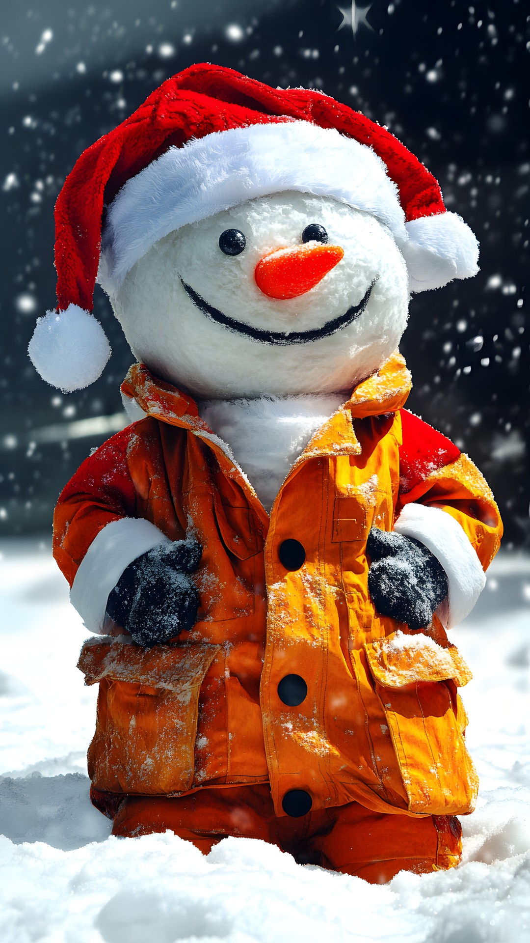 Snowman, Hat, Winter, Snow, Headgear, Happiness, Toy, Playing in the snow, Freezing, Christmas Day, Costume Hat, Costume, Holiday, Frost, Fictional character, Precipitation, Glove, Mascot, Ice, Fur clothing