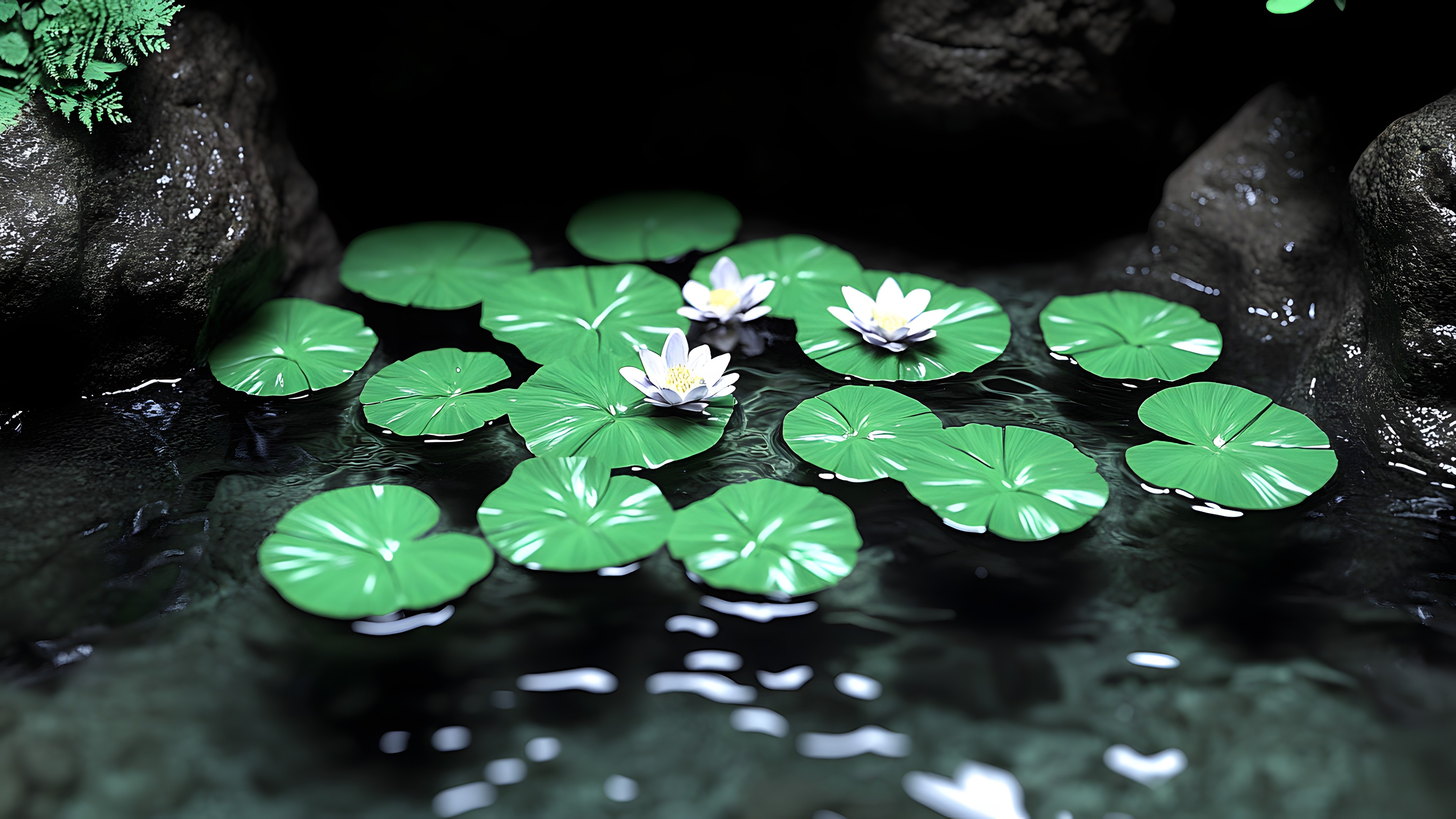 Green, Aquatic plant, Petal, Reflection, Pond, Water lilies, Wood sorrels, Nelumbonaceae, Dicotyledon