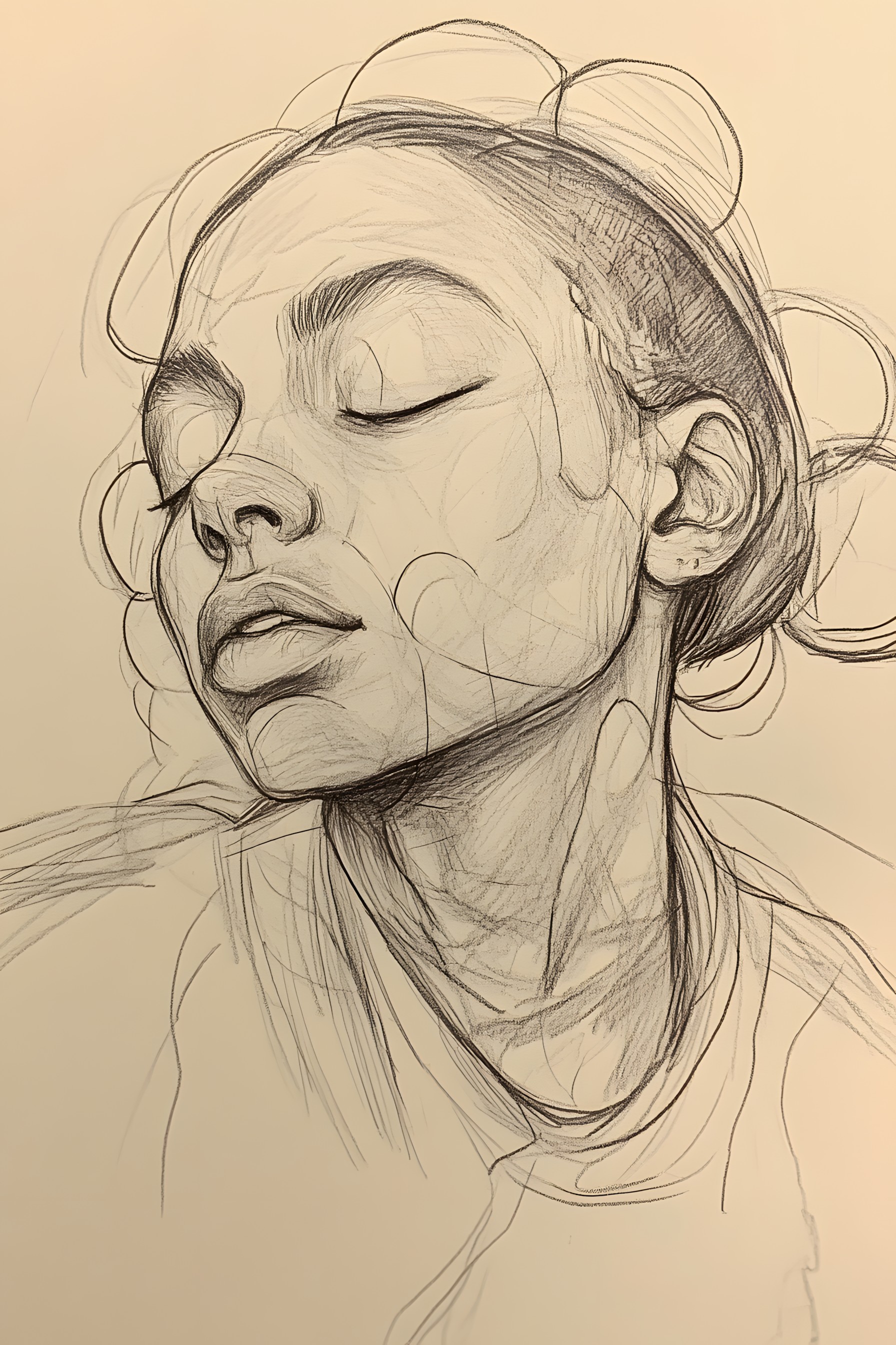 Drawing, Jaw, Neck, Facial expression, Art, Line art, Visual arts, Sketch, Illustration, Self-portrait, Figure drawing, Design, No expression, Portrait