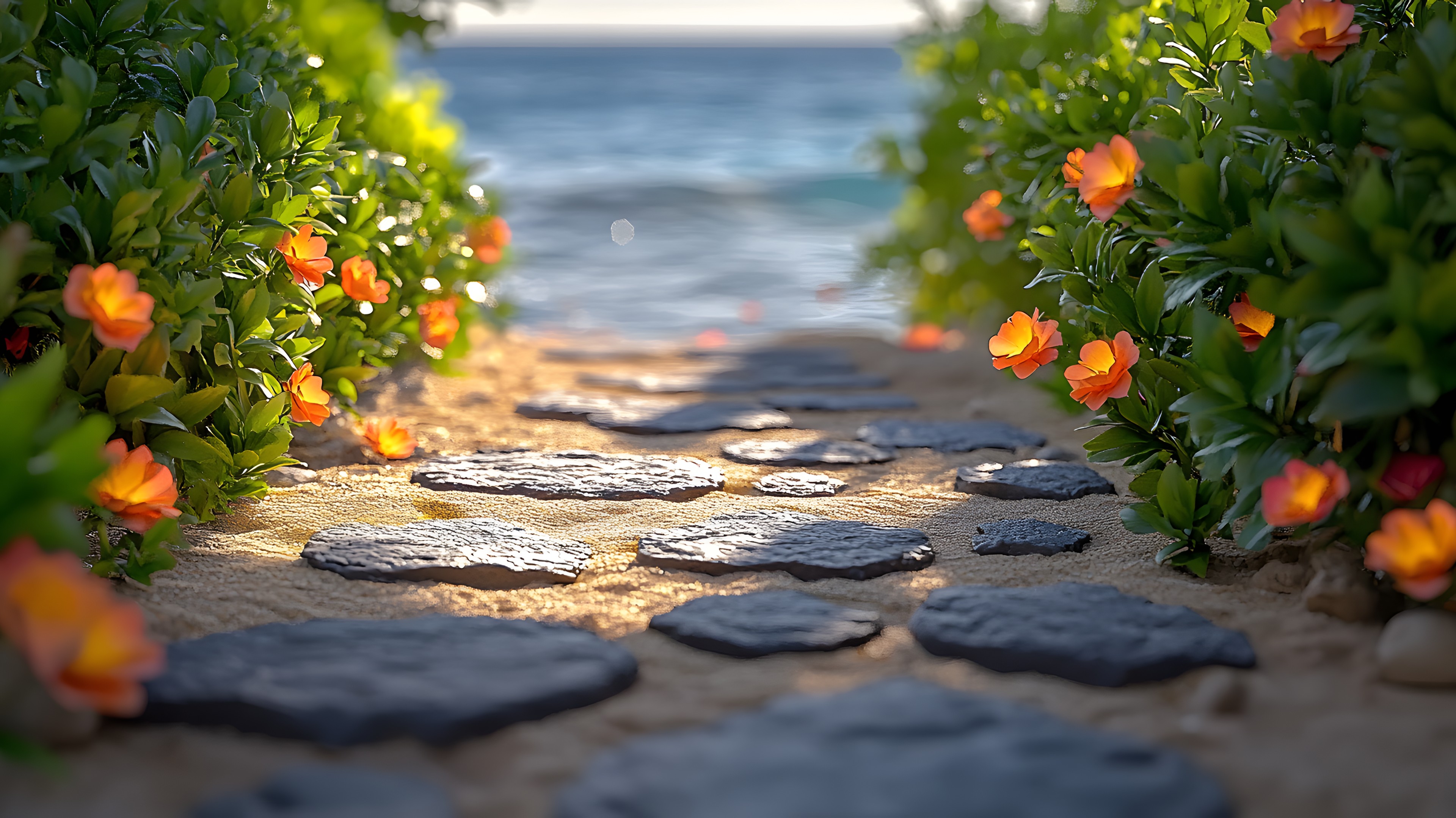 Yellow, Petal, Sea, Ocean, Beach, Wildflower, Wave, Wind wave, Tropics, Perennial plant