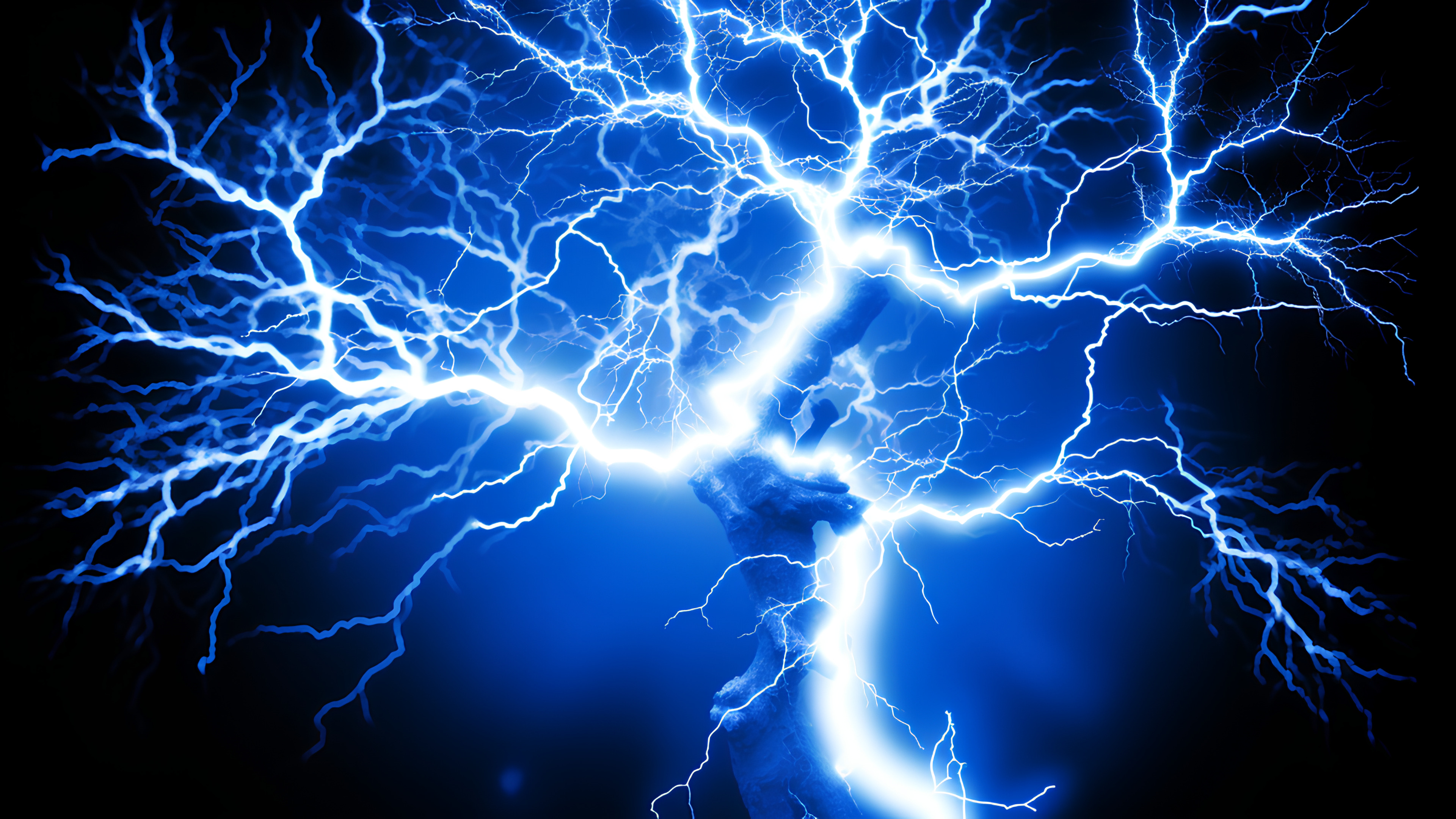 Atmosphere, Thunder, Light, Azure, Lighting, Electricity, Water, Sky, Line, Lightning, Thunderstorm, Electric blue, Geological phenomenon, Space, Gas, Art, Darkness, Technology, Pattern, Meteorological phenomenon