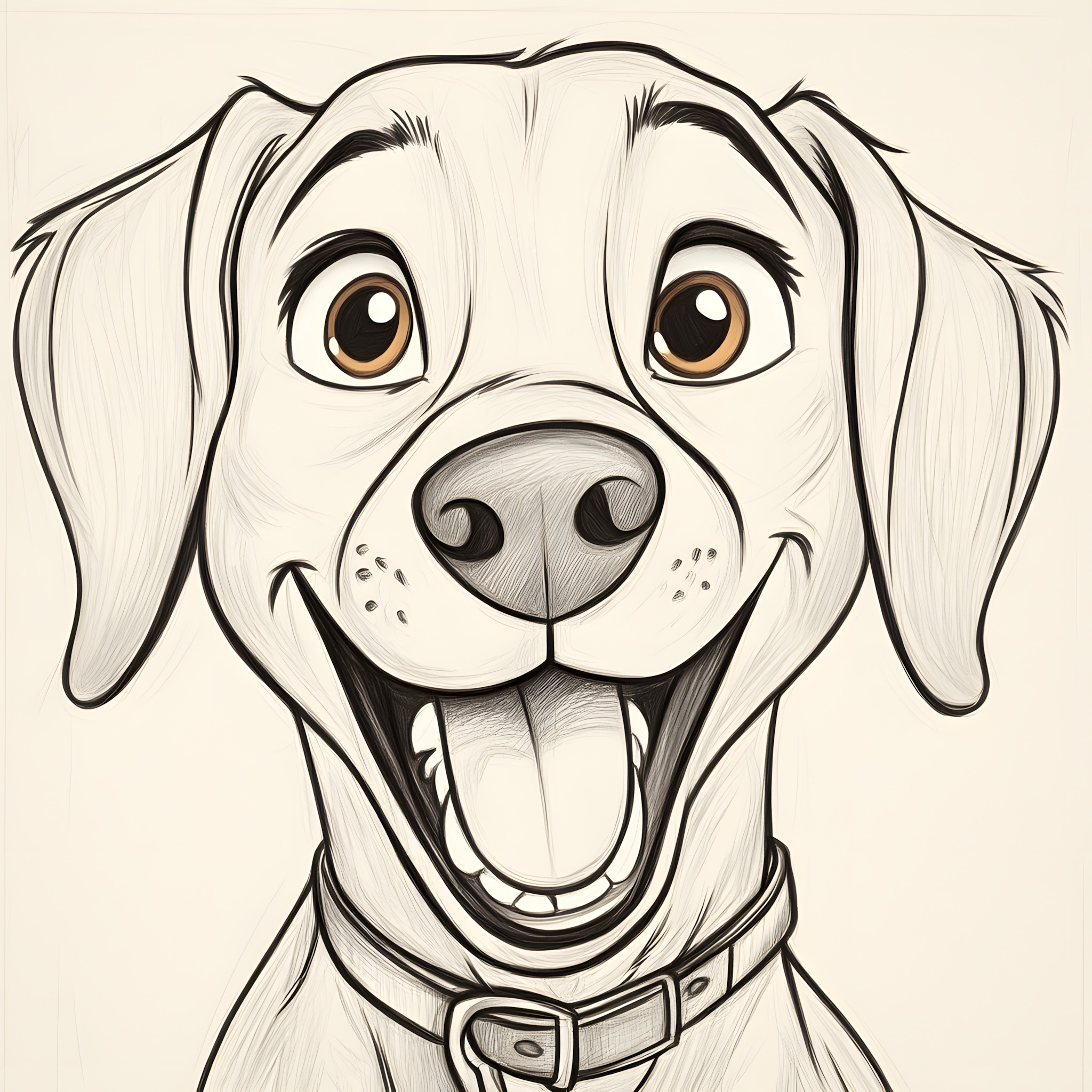 White, Dog, Facial expression, Snout, Line art, Drawing, Cartoon, Sketch, Clip art, Happiness, Graphics, Canidae, Animated cartoon, Animation