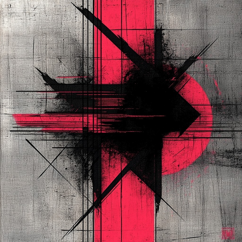 Red, Cross, Symmetry, Graphic design, Graphics, Symbol, Triangle, Paint, Modern art