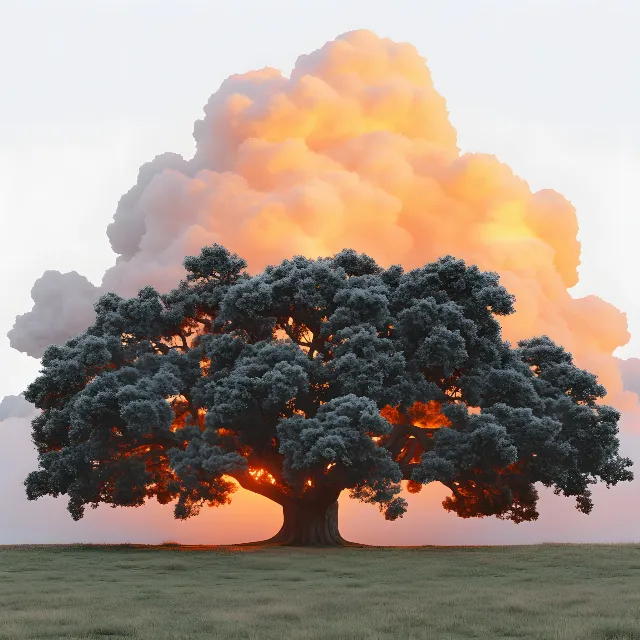 Nature, Landscape, Ecoregion, Orange, Woody plant, Heat, Smoke, Pollution, Savanna, Hinterland, Explosion