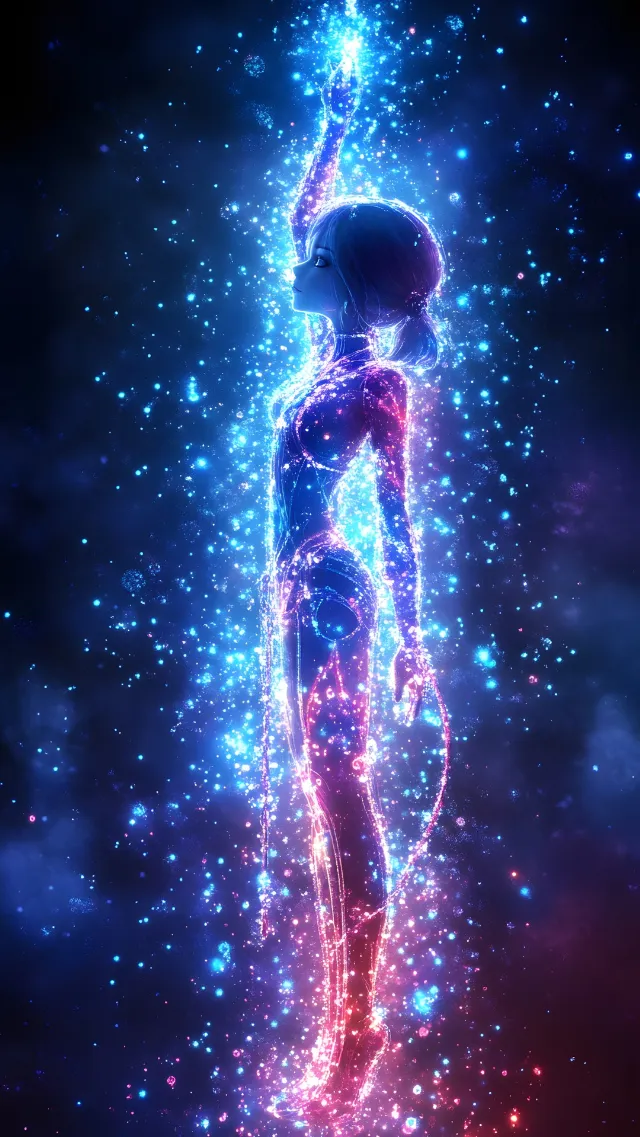 Blue, Star, Astronomical object, Universe, Night, Galaxy, Outer space, Purple, Lens flare, Constellation, Nebula, CG artwork, Animation, Graphics, Fictional character, Astronomy, Graphic design, Science