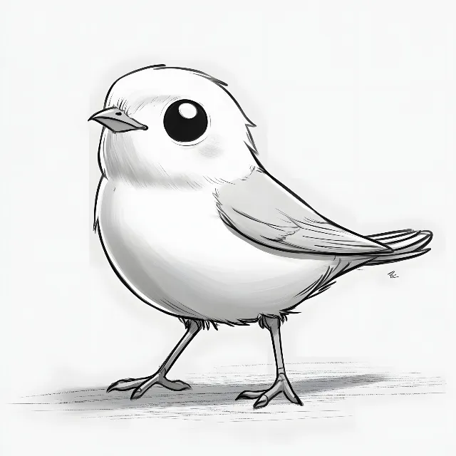 Bird, White, Beak, Drawing, Illustration, Sketch, Feather, Graphics, Line art, Songbirds, Passerine