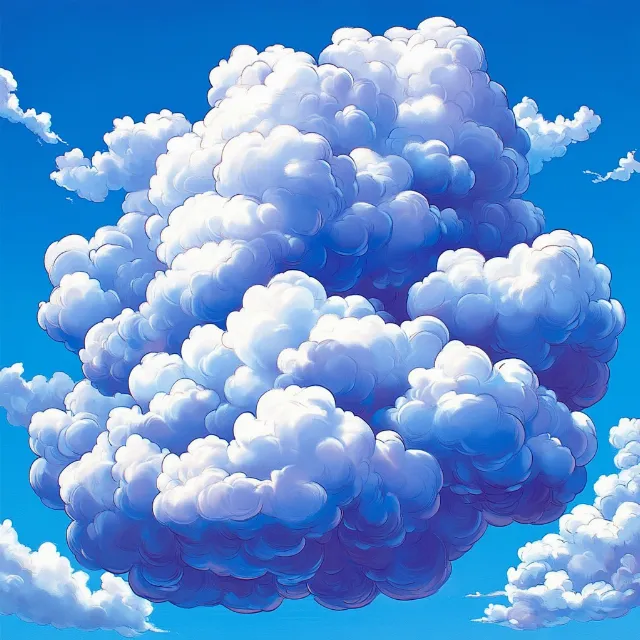 Blue, Cloud, Cumulus, Meteorological phenomenon, Watercolor painting, Graphics, Wind