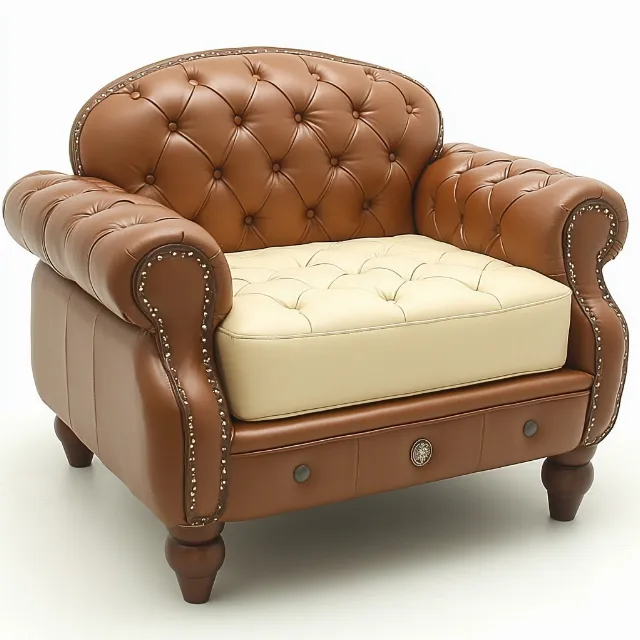 Brown, Leather, Club chair, Recliner