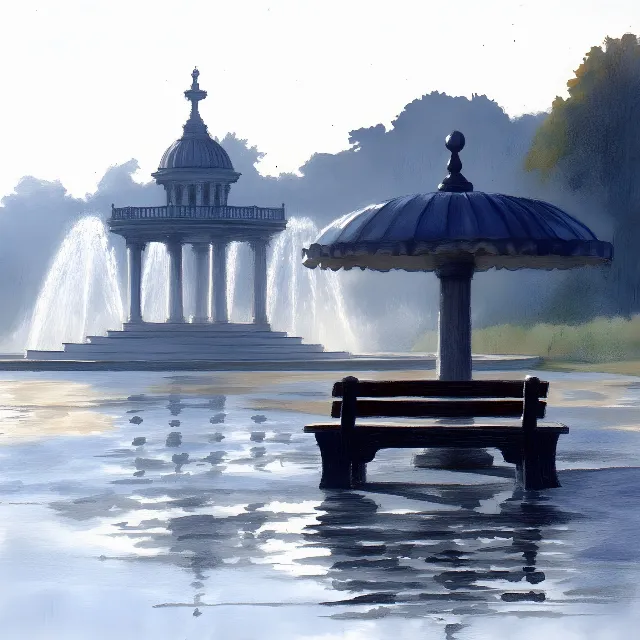 Reflection, Column, Dusk, Evening, Gazebo