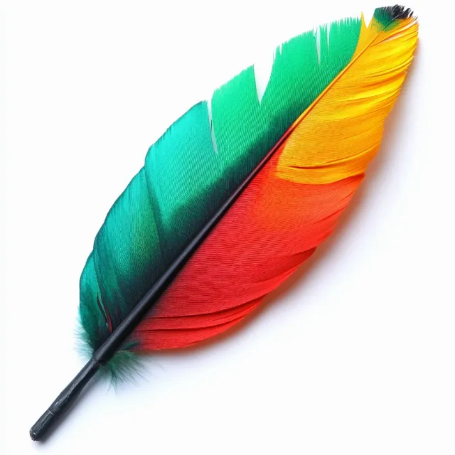 Yellow, Feather, Natural material, Quill, Writing implement, Animal product, Stationery