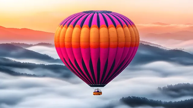 Red, Balloon, Hot air balloon, Hot air ballooning, Air sports, Orange, Morning, Air travel, Aerostat, Flight, Meteorological phenomenon, Wind