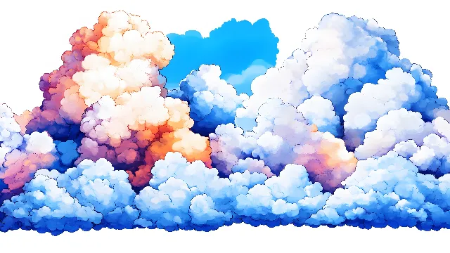 Blue, Cloud, Cumulus, Meteorological phenomenon, Watercolor painting, Graphics