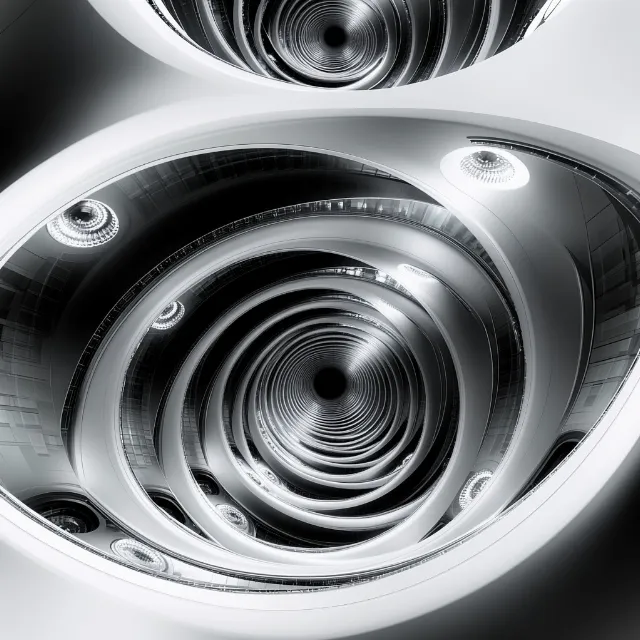 White, Spiral, Black, Silver, Grey, Black and white, Monochrome, Vortex, Still life photography, Graphics, Science