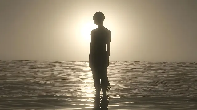 Standing, Silhouette, Horizon, Liquid, Sea, Reflection, People in nature, Dusk, Morning, Evening, Ocean, Backlighting, Sunlight, Black and white, Monochrome, Sunset, Beach, Shadow, Wave, Balance