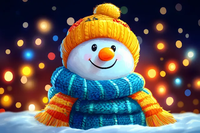 Happiness, Snowman, Facial expression, Winter, Animation, Snow, Toy, Frost, Precipitation, Animated cartoon, Graphics, Freezing