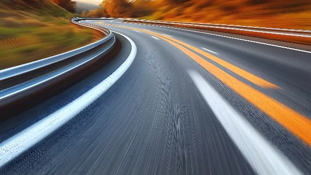 Road surface, Asphalt, Tree, Natural landscape, Mode of transport, Sunlight, Automotive design, Thoroughfare, Tar, Line, Landscape, Plant, Parallel, Road, Symmetry, Tints and shades, Grass, Horizon, Lane, Freeway