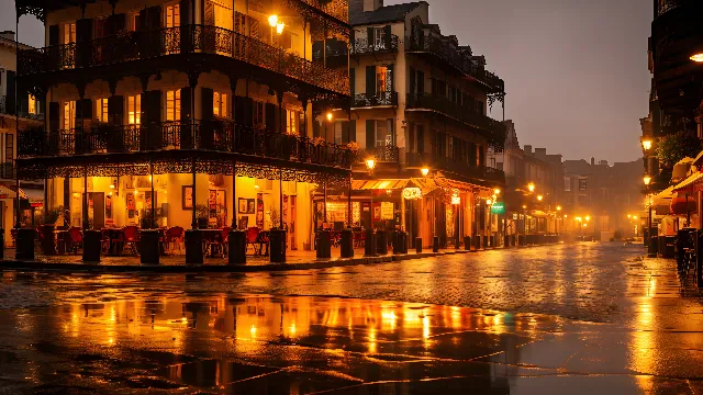 Building, Window, Sky, Light, Road surface, Flooring, Neighbourhood, City, Facade, Metropolis, Tints and shades, Water, Mixed-use, Dusk, Road, Darkness, Street, Reflection, Cobblestone, Evening