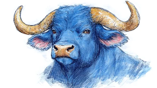 Bovinae, Snout, Working animal, Horn, Terrestrial animal, Drawing, Clip art, Bull, Ox, Child art, Animation, Tail, Livestock, Graphics, Domestic yak, Watercolor painting