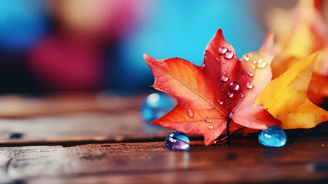 Colorfulness, Water, Liquid, Sky, Petal, Plant, Wood, Orange, Natural landscape, Red, Terrestrial plant, Tints and shades, Deciduous, Drop, Art, Twig, Electric blue, Moisture, Landscape, Macro photography