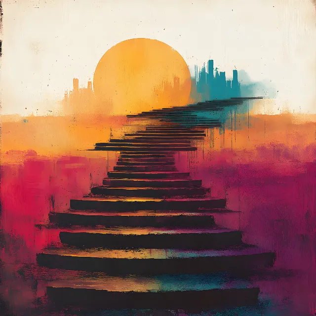 Red, Orange, Watercolor painting, Painting, Stairs, Modern art, Art Paint, Paint, Acrylic paint, Sunrise, Red sky at morning, Sunset, Meteorological phenomenon, Afterglow