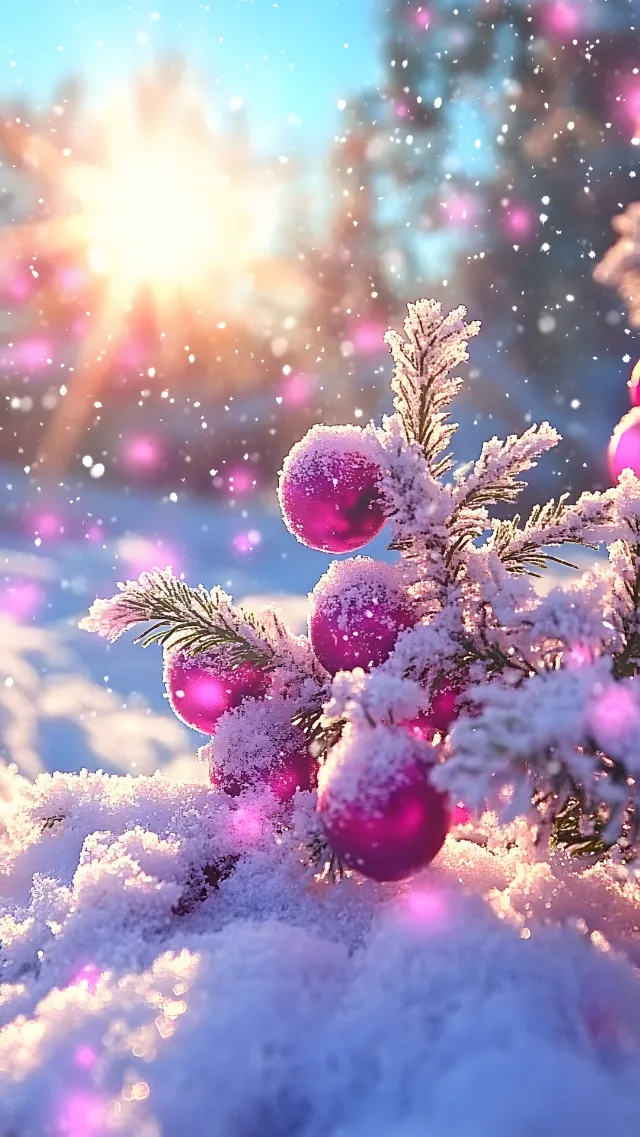 Winter, Pink, Frost, Snow, Christmas decoration, Freezing, Christmas Day, Conifers, Precipitation, Fir, Pine family, Pine