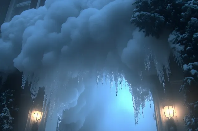 atmospheric phenomenon, Winter, Freezing, Ice, Frost, Icicle, Snow, Fog, Night, Mist, Ice cave